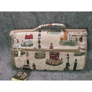 Jade Lighthouse Rolling Tote Bag Nautical Tapestry Travel Luggage Shopper